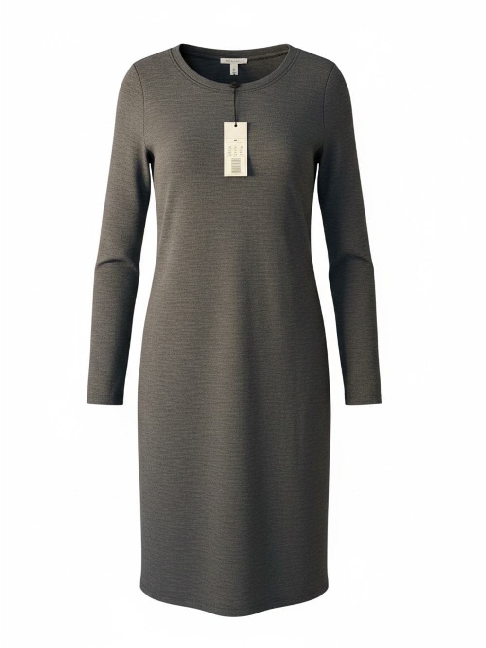 Prologue Long-Sleeve Crewneck Dress in Charcoal Gray